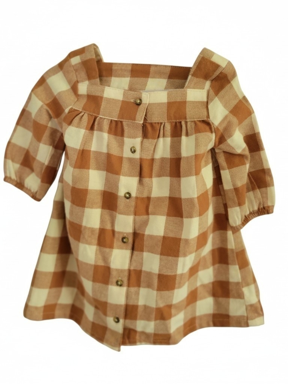 Carter's Tan and Cream Plaid Button-Front Top